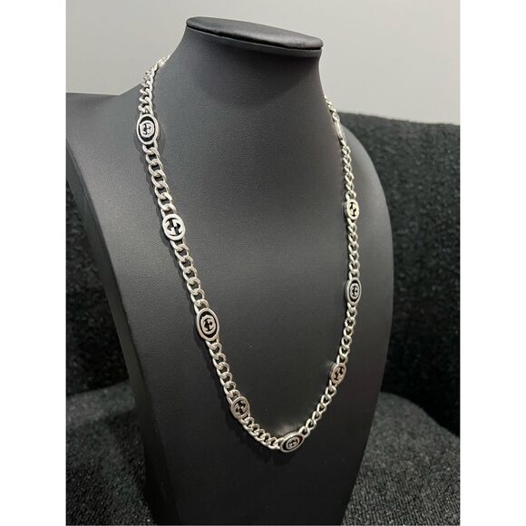 Gucci silver tone interlocking g chain necklace - Picture 4 of 8